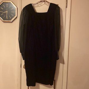Black Velvet Dress With Sheer Sleeves